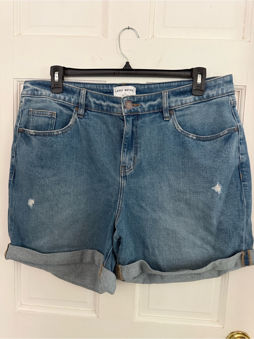 Lane Bryant Medium Blue Rolled-Cuff Denim Shorts